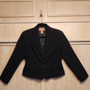 Bandolino Women's Two Button, Two Pocket Stretch Black Blazer SZ 10P